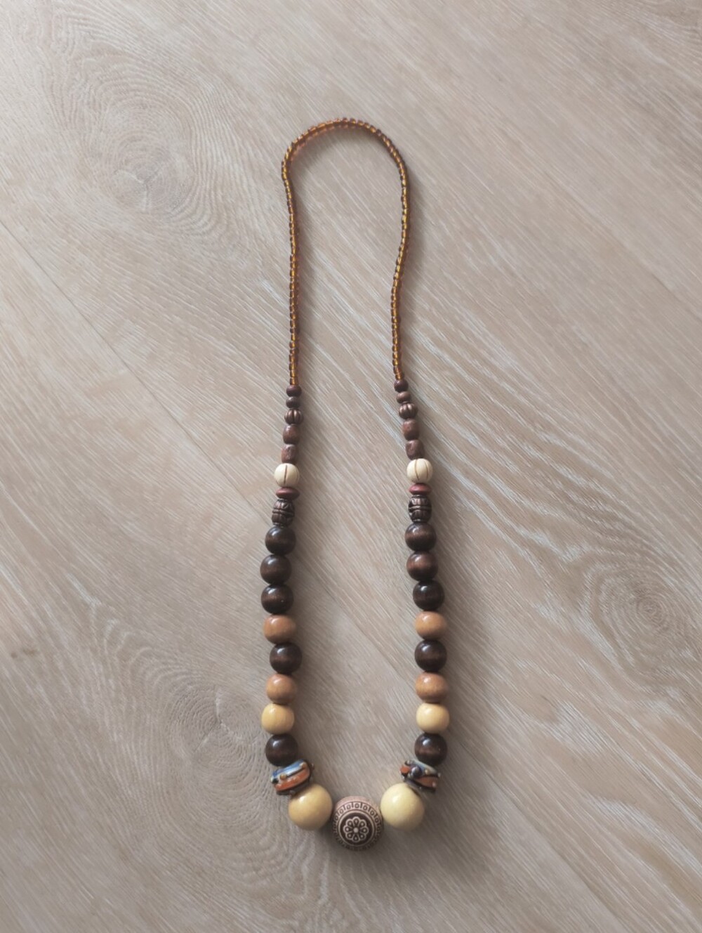 Handcrafted Wood Beaded Necklace
